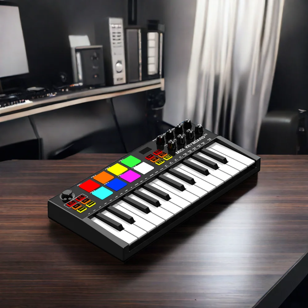 Лидер продаж профессиональный мини 25 Midi контроллер клавиатуры с 8 Rgb подсветкой барабанные колодки ручек