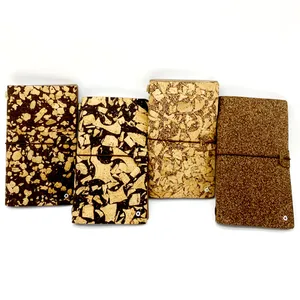 Custom High Quality Cream Paper with Cork Wood Softcover Notebook with Pocket Inner and Re-change Books for Dairy and Journey