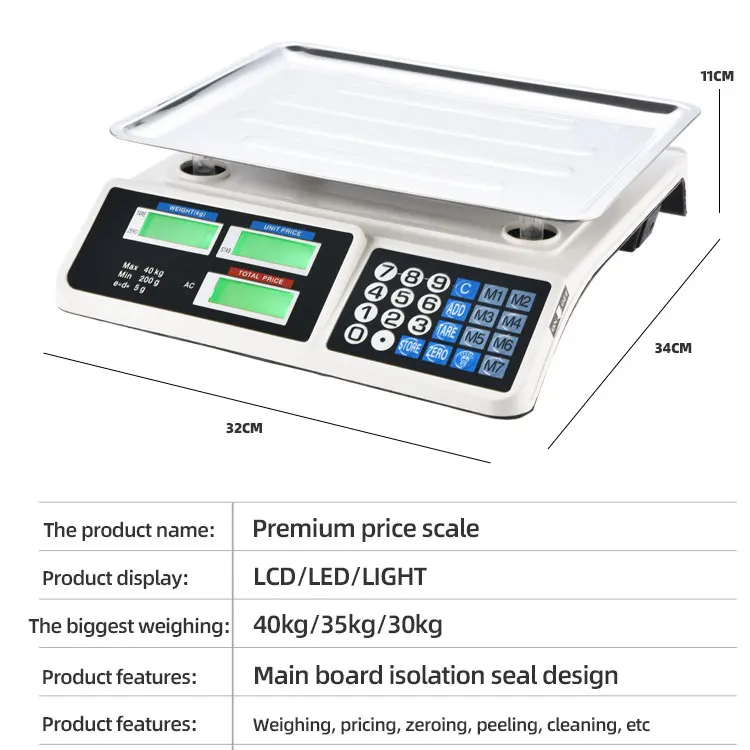  Báscula digital de precios comerciales de 88 lb/40 kg