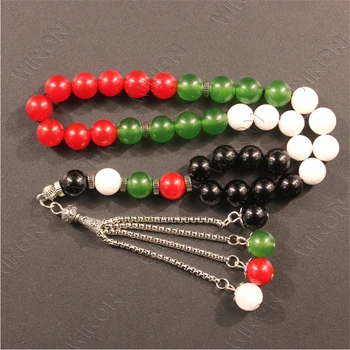Natural Quartz Stone Tasbih 10mm Islamic 33 Prayer Beads Palestine Tasbeeh Muslim Rosary Misbaha Dhikr Beads Worry Beads
