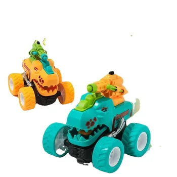 New stunt cartoon dinosaur car Hot Sale Boys Toys Big Wheel Dinosaur Toys Set Pull Back Cars Friction Toy Vehicle For Kids