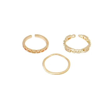 Fashion Micro Set Zircon Ring Three Piece Set Adjustable gift for girl