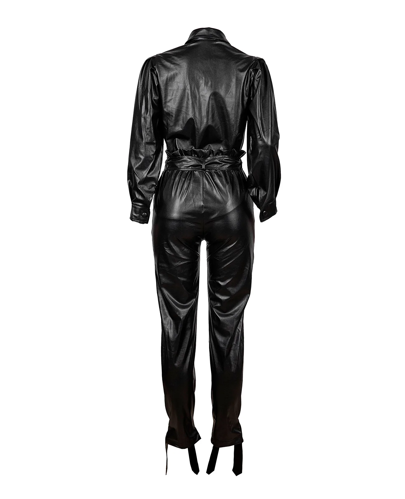 Relent' Black Vegan Leather Jumpsuit - Mistress Rocks