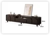 Meuble TV noir avec pieds, dimensions 160*30*50 cm, design creux.