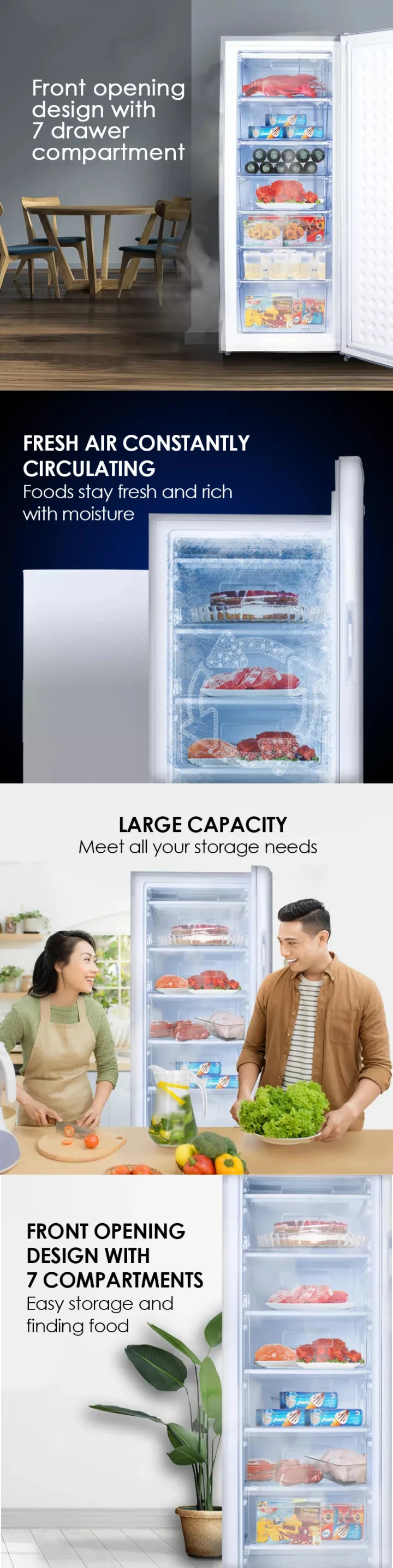 235l Defrosted Drawers Standing Upright Vertical Deep Freezers For Home