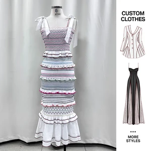 Custom New Design Women High Quality Midi Dress for Women Bodycon Style with Knit Ruffle Casual Maxi Length Woven for Summer