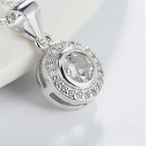 Accept Custom Logo Women Jewelry  925 Sterling Silver Pendants Round Shape Gemstone Turkish Pendant