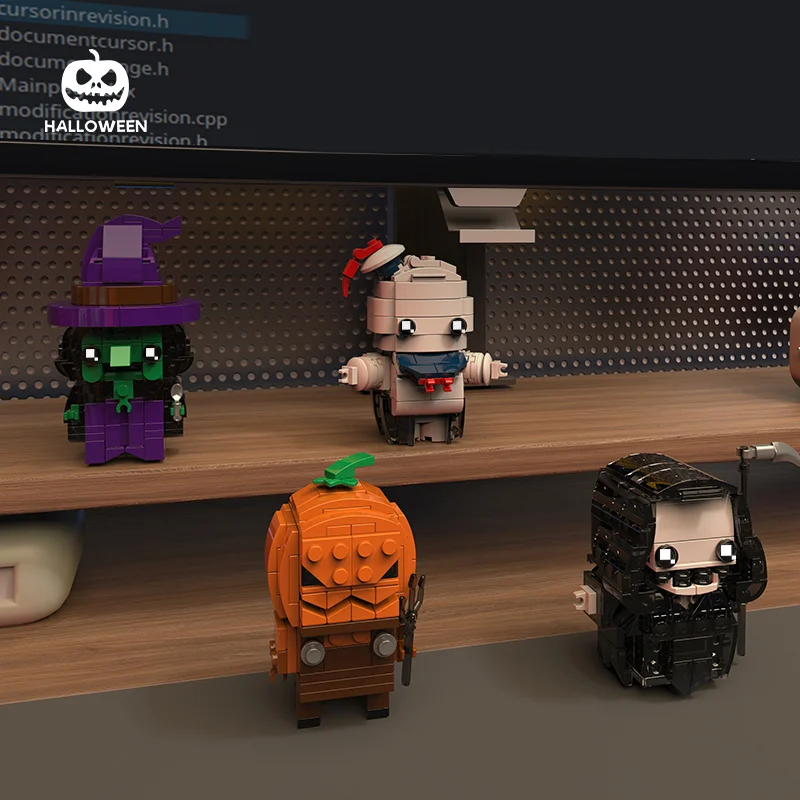 4-NË-1 Halloween Figurë Ndërtimi Blok Set Katror Larg dhe i Larg Kep Larg dhe i Larg Figurë Assembluar Nano Blok Larg dhe i Larg Lojër DIY Skelet Pumpkin Figurë Lojër