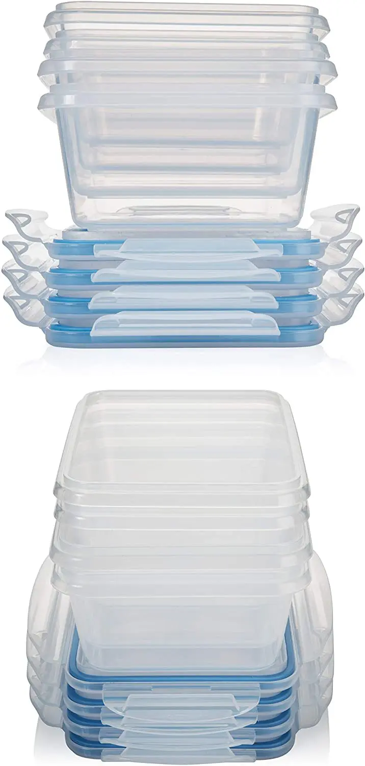 16 Pack set kitchen Microwave Refrigerator Plastic Easy Snap Lids Food Storage Container