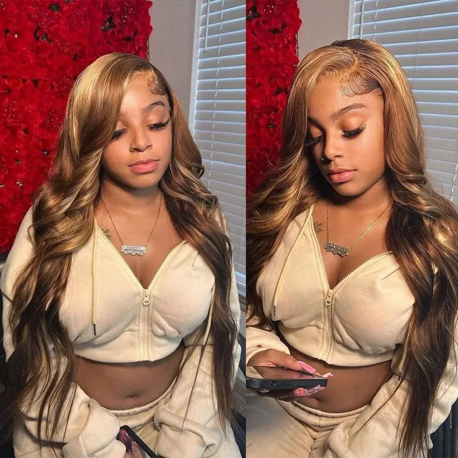 Honigblonde Body Wave Echthaar Lace Front Perücke Für Damen_voghion.com