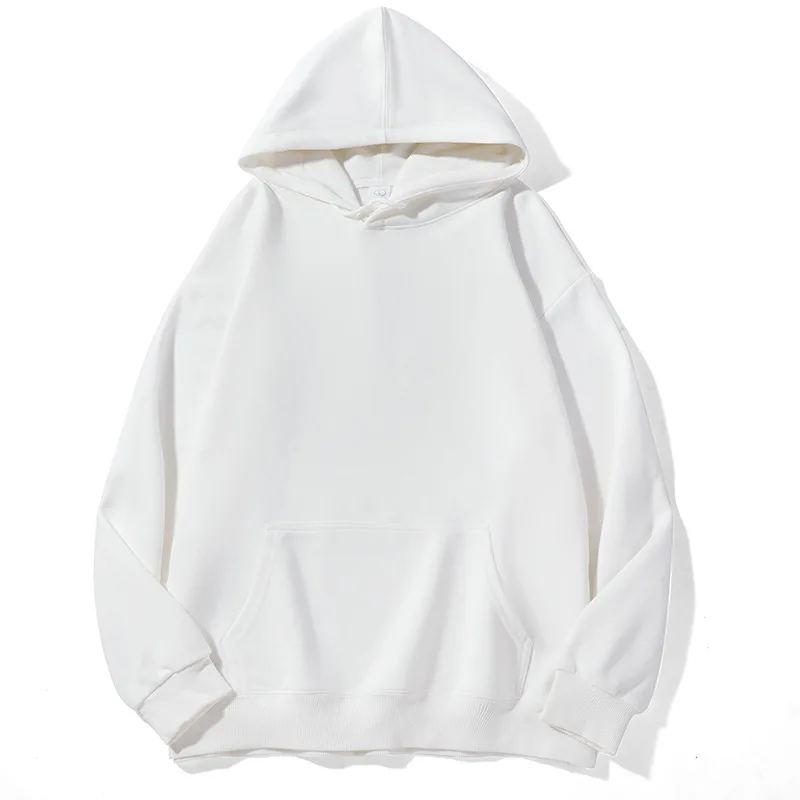 2024 Fashion Spring and Autumn Hooded Cotton Sweatshirt With Pocket Plus Size Shoulder Loose Solid Color Hoodies
