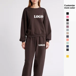Vintage Wash Women's Sweatshirt Set 100% Cotton Hoodie and Sweatpants Jogging Suit Casual Loungewear Two Piece Outfit