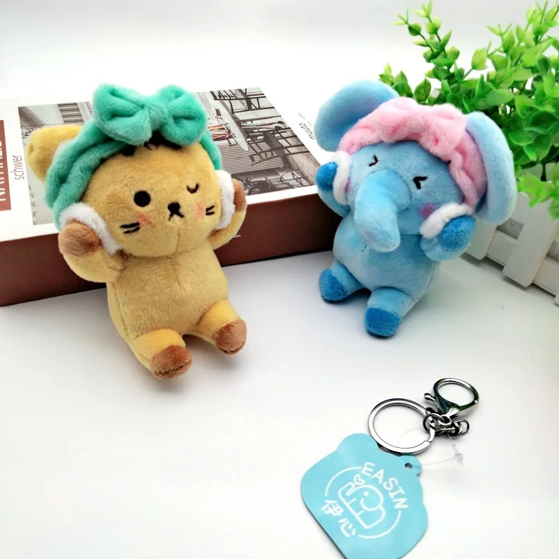 2022 Cute Soft Mini Toy Duck Bunny Pig Bear Cat Elephant Keychain Fashion Small Size Stuffed Soft Miniature Teddy Bear