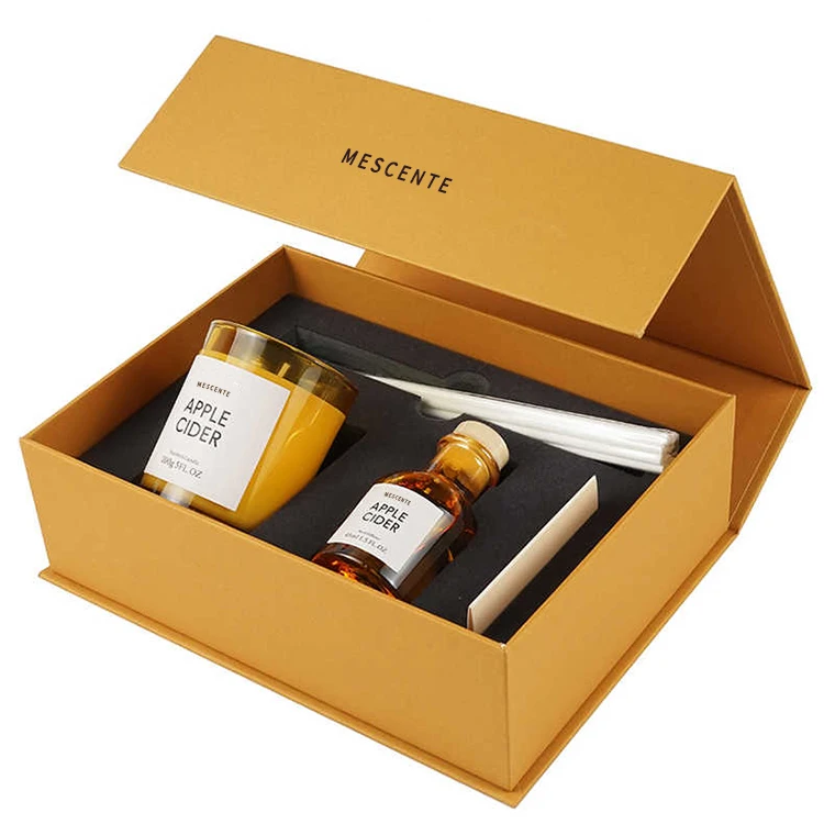 Роскошный заказ Mescente оптовая цена матовая банка ароматические свечи и набор для диффузора с рессором подарочный коробкой