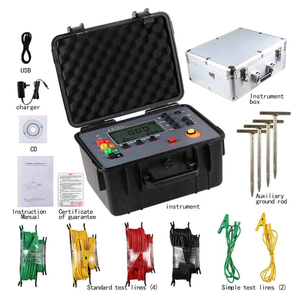 Upgraded Version ES3001 Electronic Measuring Instruments for Digital Earth Resistance Tester