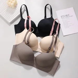 Women's Comfortable Traceless Push-Up Bra Everyday Adjustable Steel Ring-Free Anti-Sagging Breathable Strap Available Small