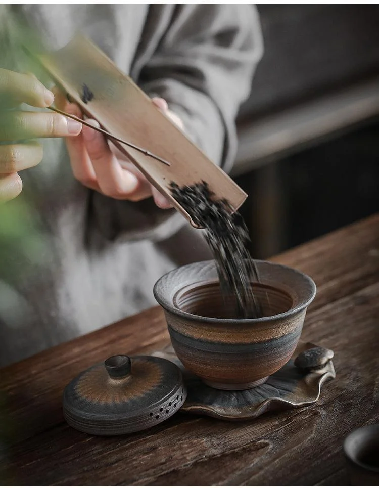 Traditional Handmade Iron Glaze Blind Dagger Teapot Set Jingdezhen ...
