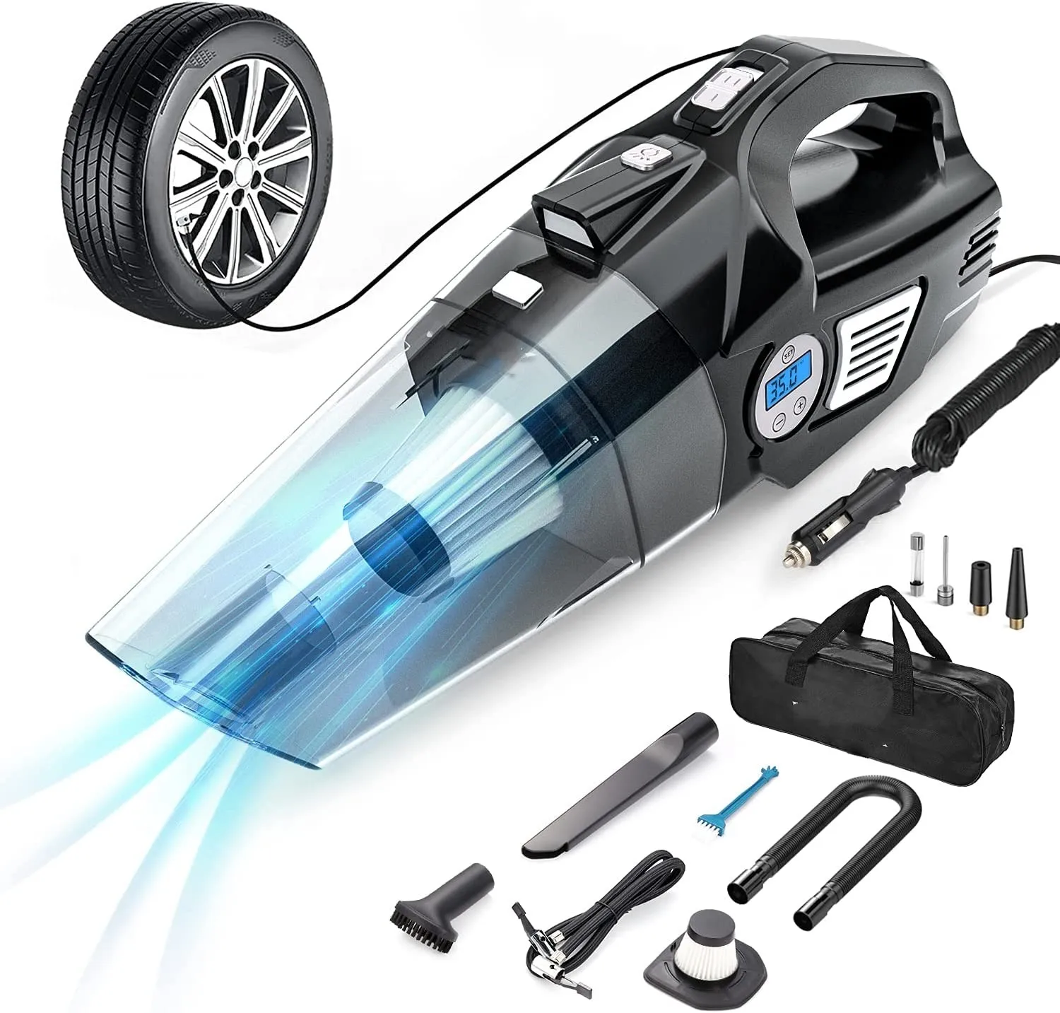 HF104  4in1 Handheld  Motor 5000Pa Powerful Suction Digital Display  2025 Newest  Car Vacuum Cleaner