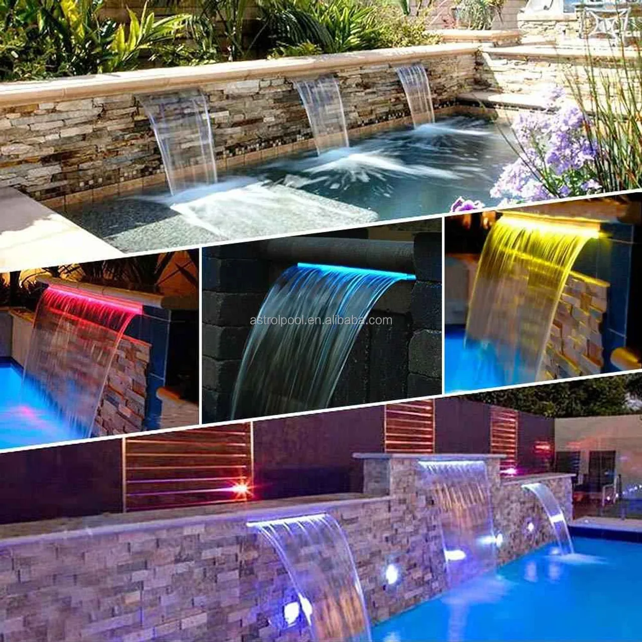 ASTROLPOOL SS304 Stainless Steel Swimming Pool Waterfall Wall Fountain ...