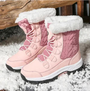 Women's Outdoor Travel Thickened High-Top Cotton Shoes Women's Mid-Calf Boots Warm Snow Boots Winter Boots
