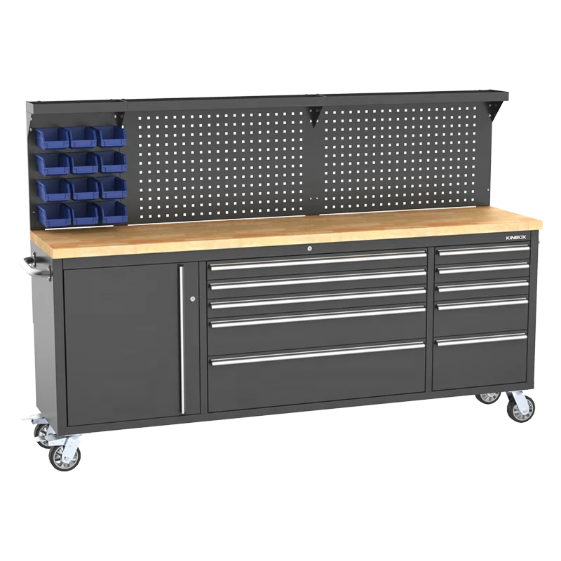 Kinbox Premium Durable Workshop Garage ToolBox Trolley Cabinet Filled With Kraft Germany Hand Tool Set Mechanic for Professional
