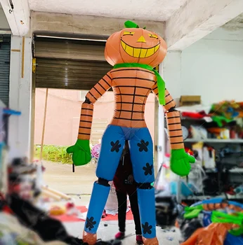 Halloween Night Parade Walking Costume Pumpkin Man,Led Lighting Inflatable Skeleton Puppet Pumpkin Man Cosplay Suits