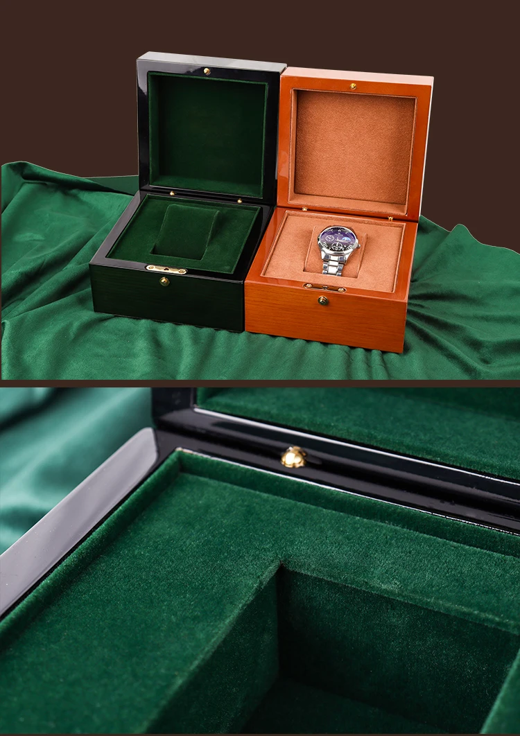 Oem High Quality Luxury Custom Wooden Black Watch Box Packing Watch