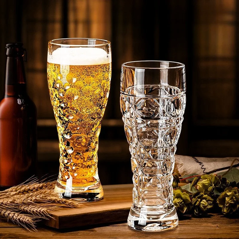 Classic Embossed 350ml 500ml Transparent Glass Beer Cups Premium Quality Beer Glasses