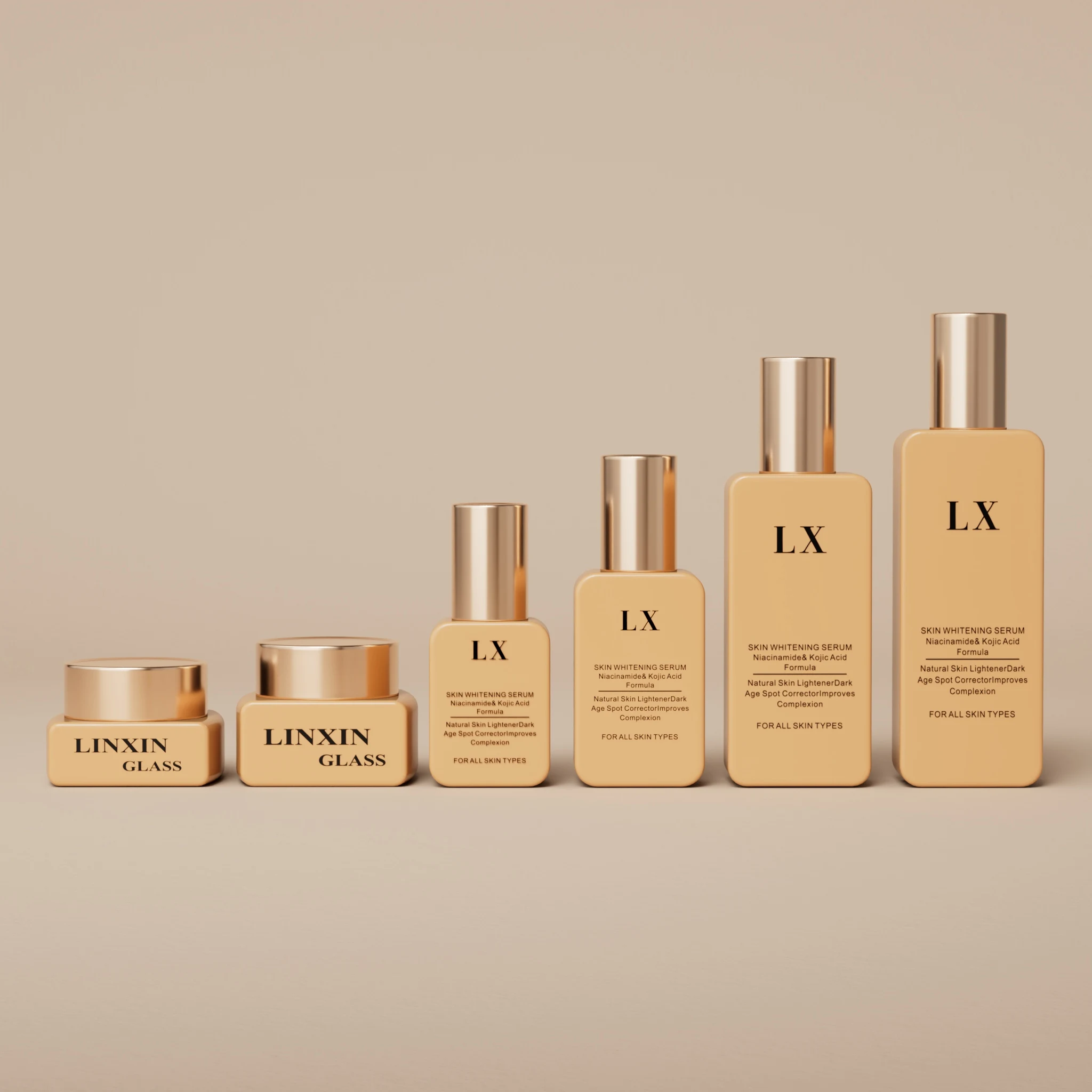 Flat Rectangle Black Matte Amber Skin Care Cosmetic Packaging Set 30ml 50ml 100ml Glass Lotion Pump Cosmetic Bottle Cream Jar