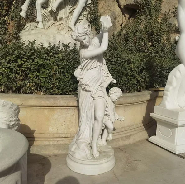 product european white marble angel garden statue custom size modern design sculpture eastern natural western cemetery outdoor setting-1