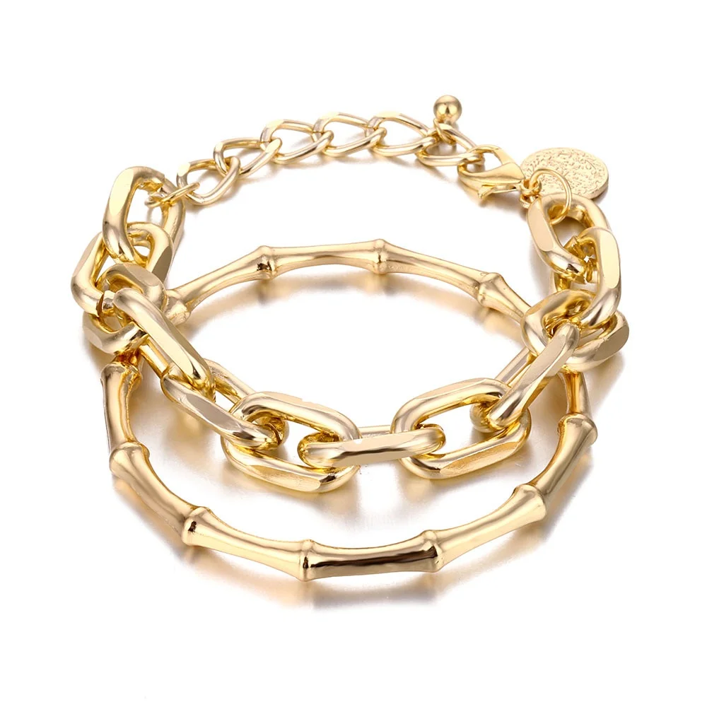 Vintage Simple Multilayer Thick and Thin Chain Various Styles Bracelet for Women Fashion Bracelet Gift Jewelry Accessories