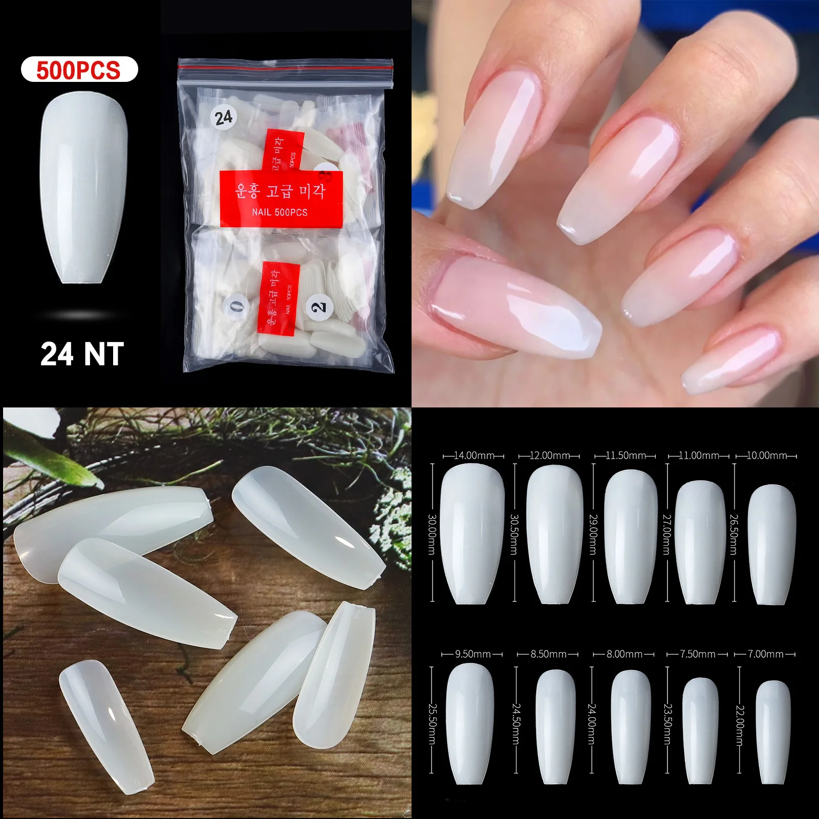 Yodoor Nails Supplies Salon Stiletto White Artificial Fake Nails Full