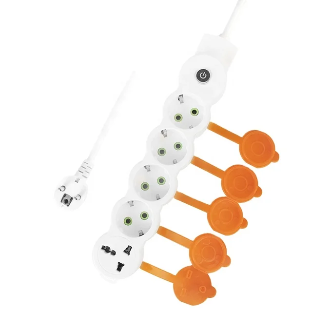 New European Standard Power Strip Extension Socket White 4 Way 1 Universal Hole Power Socket