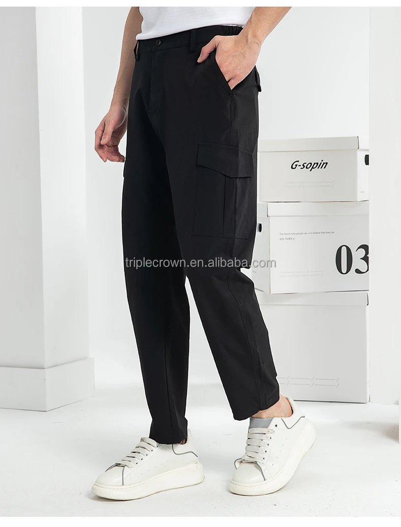 Wholesale Custom LOGO Multi Pockets Cargo Pant for Men Restaurant Bar Barista Casual Work Uniform Bartender Waiter Outdoor