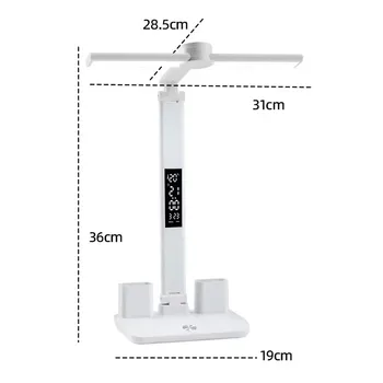 New upgrade study desk lamp with temperature/time/date dimmable touch rechargeable LED table lamp