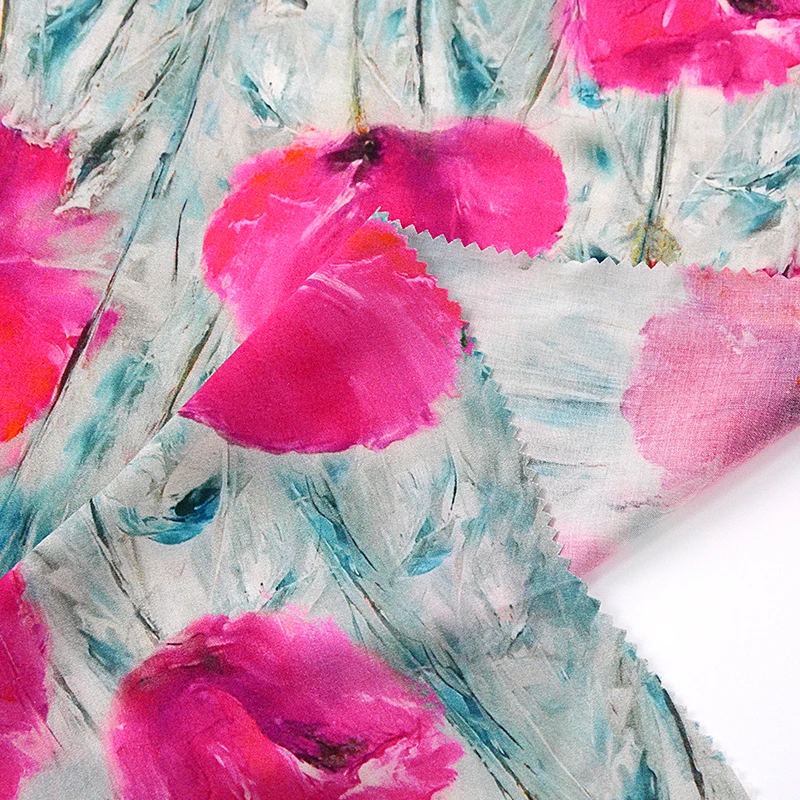 Изготовленный на заказ цифровой новейший женский цветочный принт Мягкая вискоза Вискоза атласная ткань для платья