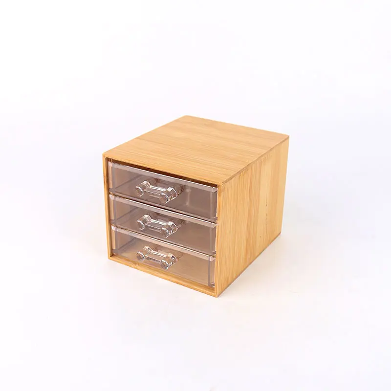 product modern bamboo makeup organizer clear acrylic drawers ps plastic stackable cosmetics storage jewelry desk aluminum metal type-18