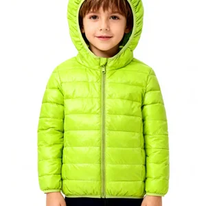 New Fashion Solid Color White Duck Down Jacket Kids Hooded Bubble Jacket Puffer Clothing Kids Winter Long Sleeve Coats