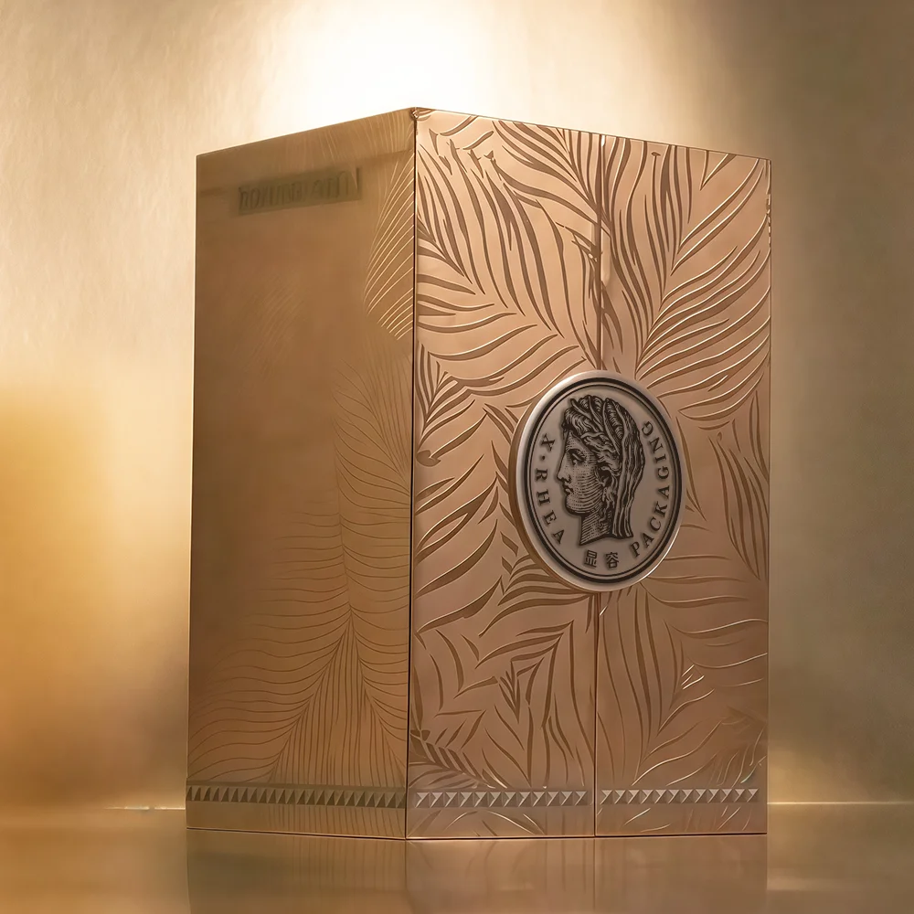 High-Touch Cosmetic Gift Box Packaging Wholesale Price Customized Embossing Double Door UV Coating Matt Lamination for Logo