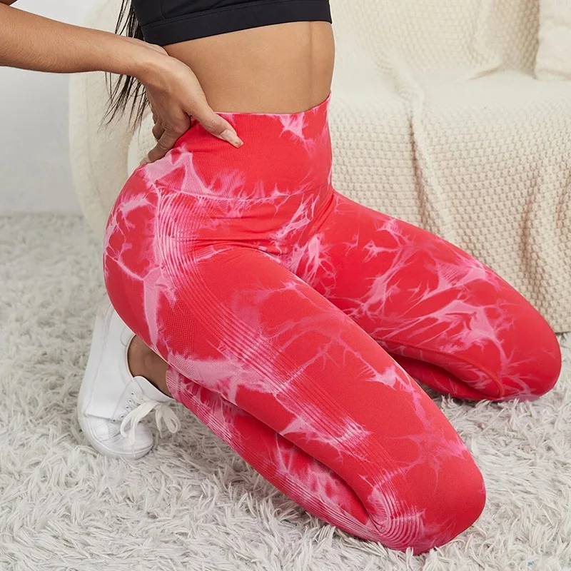 2021 Factory High Waist Fitness Workout Yoga Pants Tie Dye Sport ...