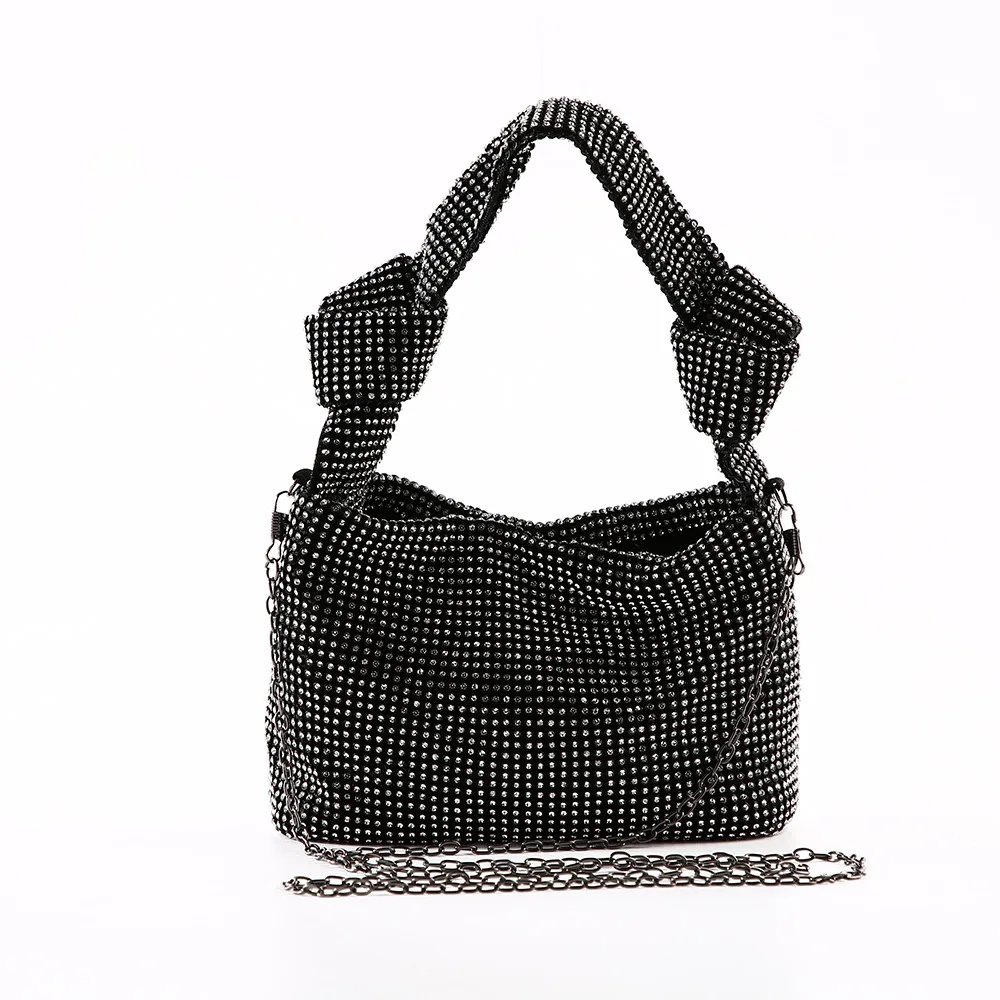 Vgift Luxury Full Rhinestone Bucket Bag Bling Evening Bag Purse for Women 