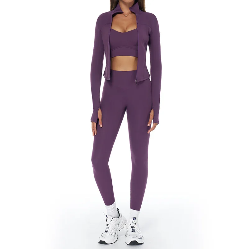 Autumn Winter Solid Breathable Brushed Yoga Set High Waist Hip-Lifting Long Pants Runnin preview