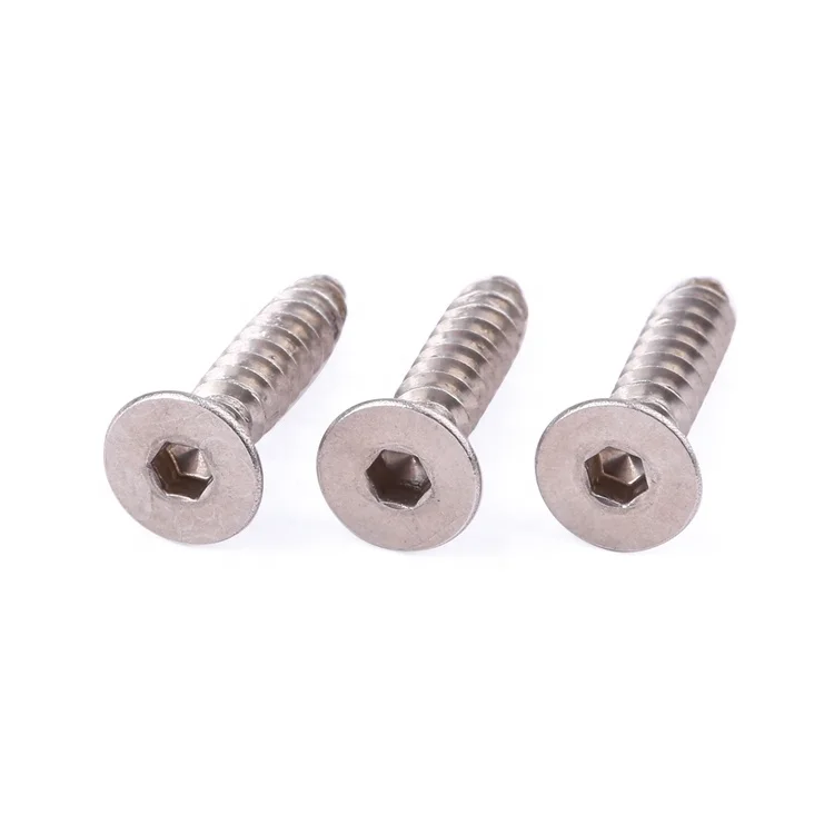 Factory price fastener M2-M8 stainless steel hex socket countersunk flat head self tapping screws