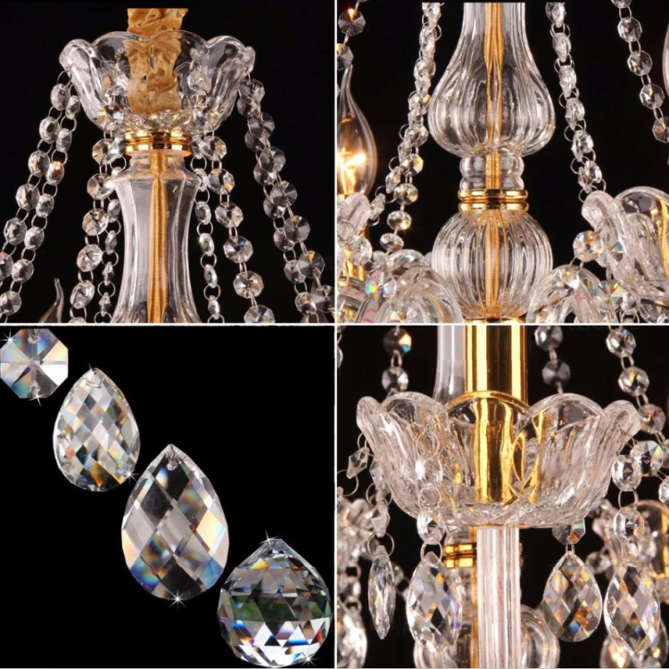 Rococo Crystal Ceiling Lights Decorative Living Room Pendant Lamps Villa Hall Tassel Crystal Candles Chandelier