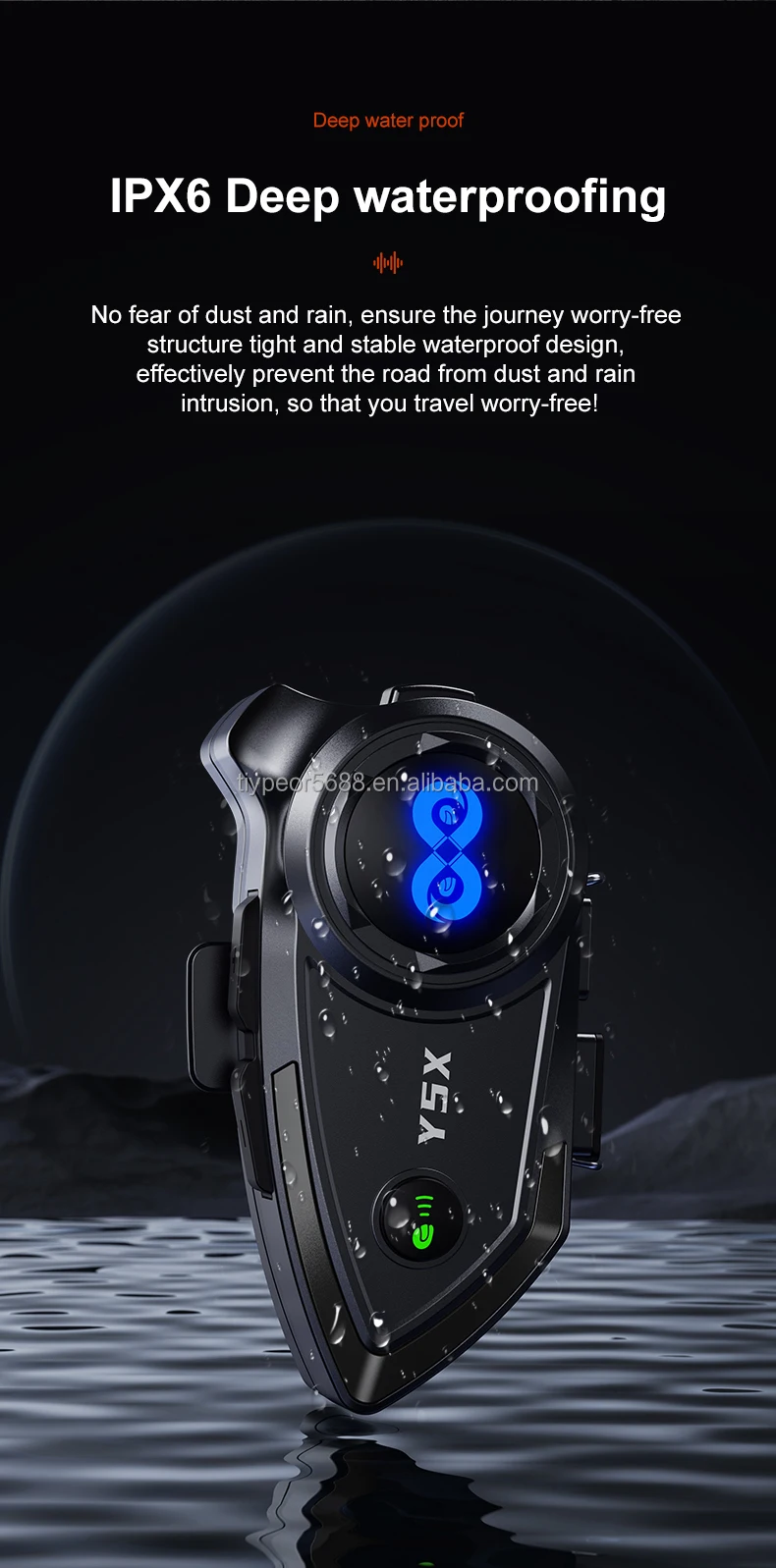 product tiypeor motorcycle helmet headset 4 person intercom wireless group chat system for motorbike riders with noise cancelling-5