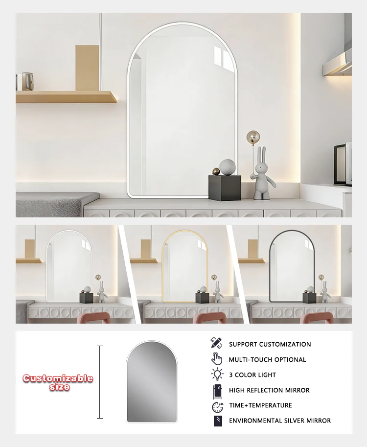 product durable arch aluminum frame mirror wall mounted mirror decorative mirror for apartment mirror for entryway-7