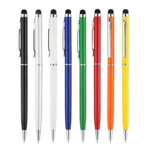 High Quality Slim Thin Custom Logo Metal Ballpoint Pens Promotional Stylus Touch Screen Pen