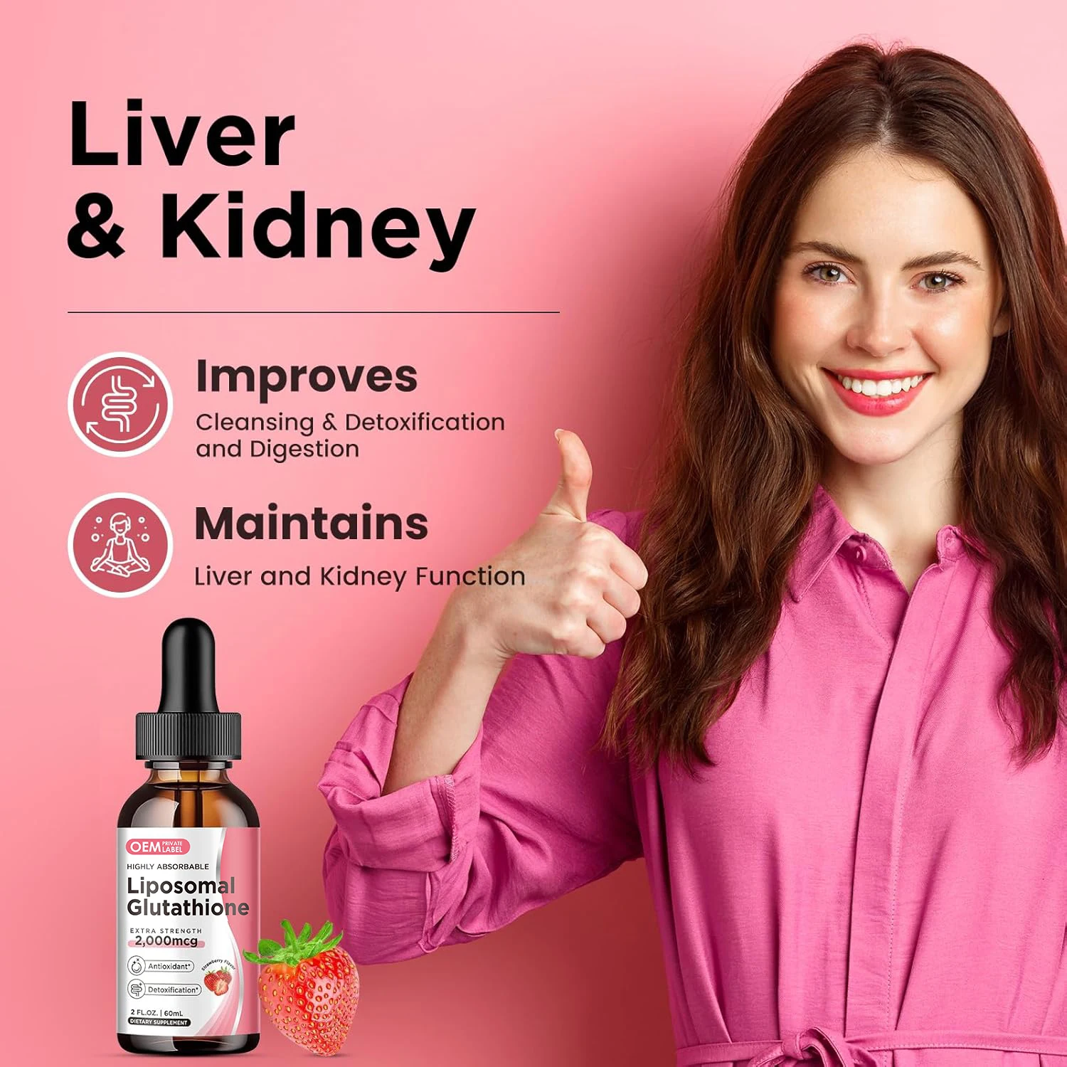 Custom Private Label Liposomal Glutathione Liquid Drops Oral Vitamin C  Liver Detox Antioxidant Supplement for Adults