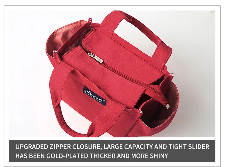 Solid Color Unisex Canvas Thickened Large Bento Bag Lunch Box Bag