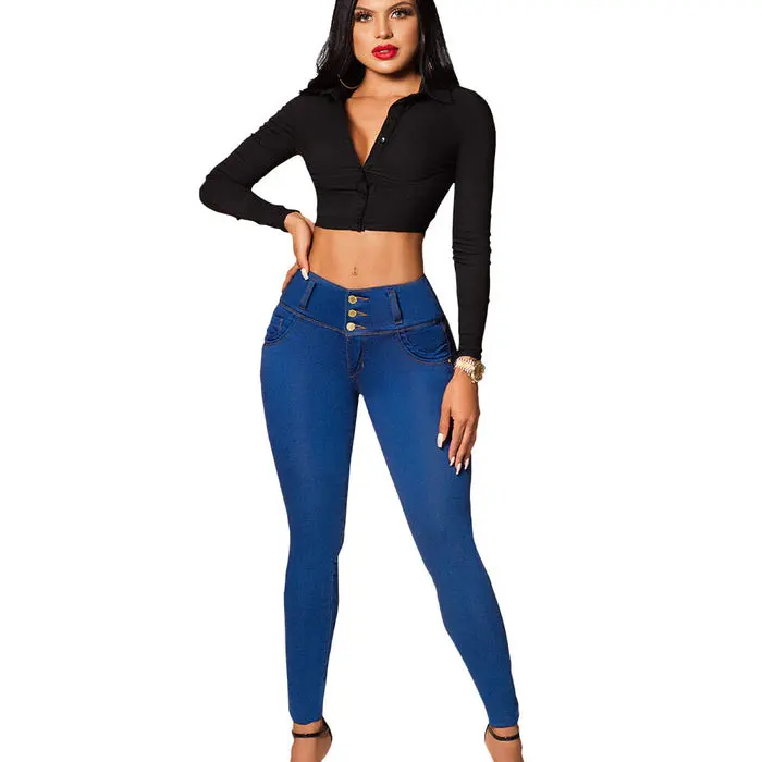 Jeans Colombianos High Waist Jeans for Women Butt Push up Ankle